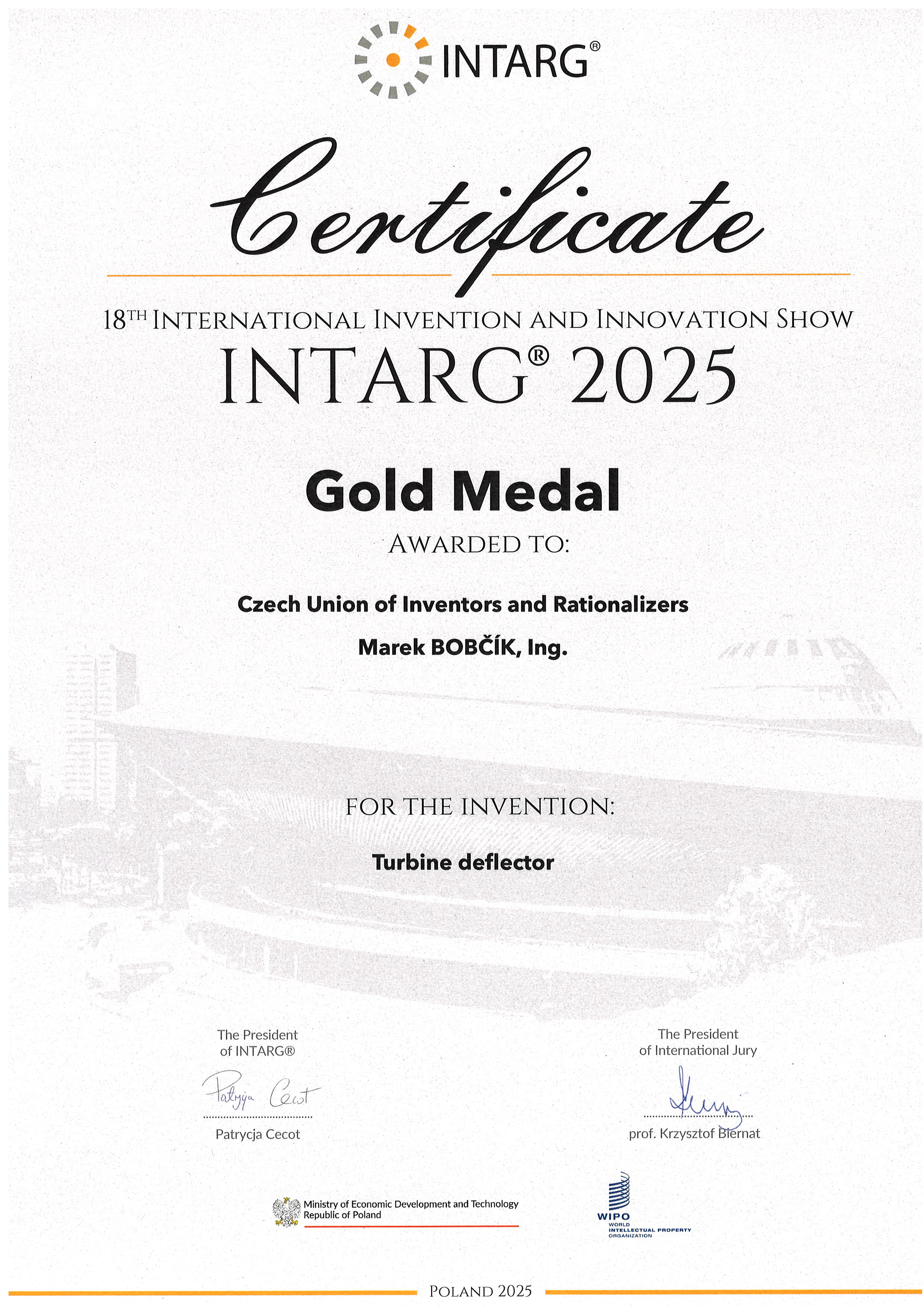 INTARG® 2025 — Gold Medal (certificate)