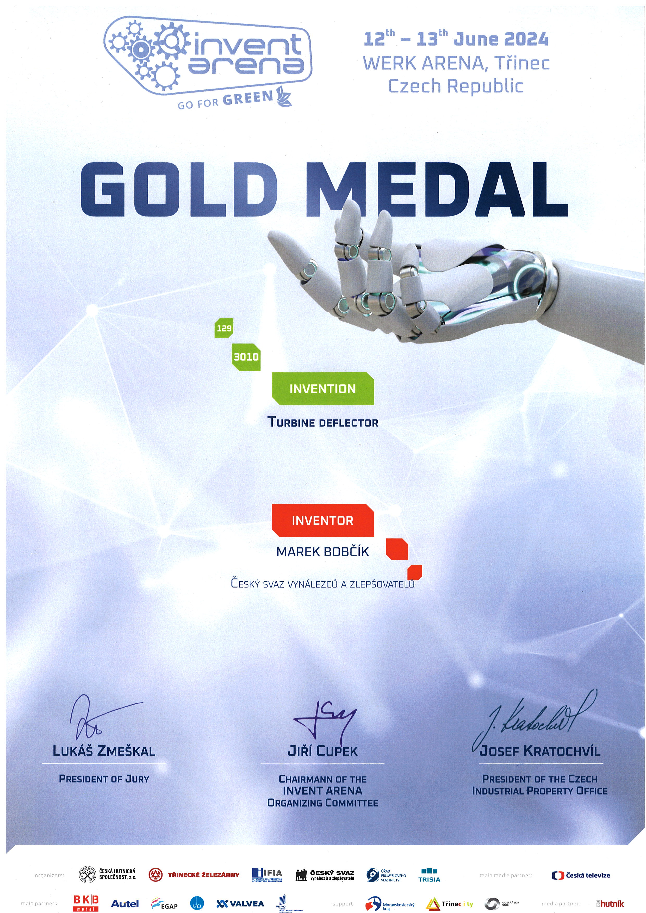 INVENT ARENA — Certificate