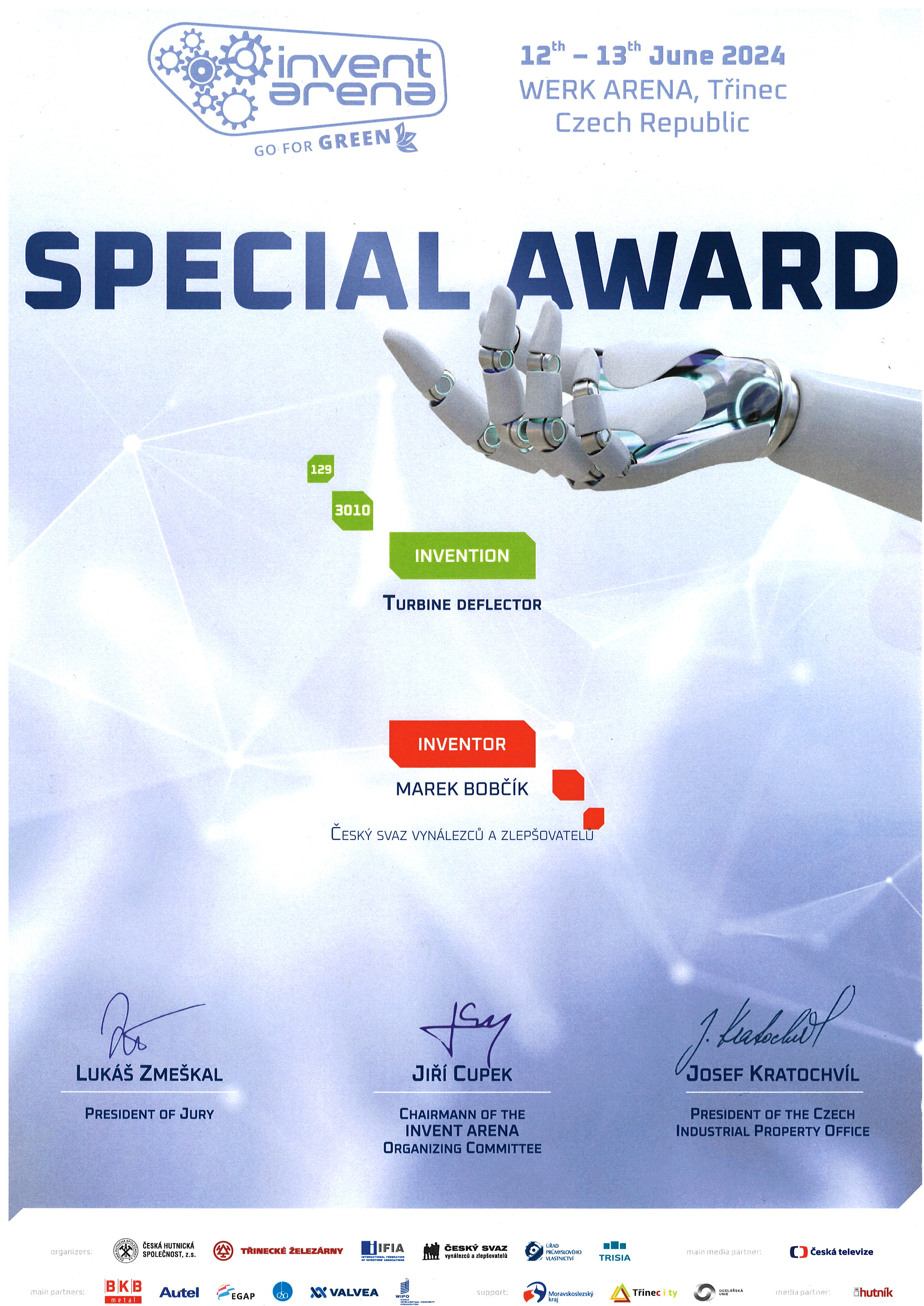 INVENT ARENA — Special Prize (certificate)